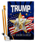 Trump 47 Keep America Great - Patriotic Americana Vertical Impressions Decorative Flags HG192324 Made In USA