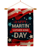 Happy Martin Luther King Day - Patriotic Americana Vertical Impressions Decorative Flags HG192386 Made In USA