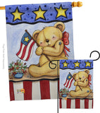 Pat Bear - Patriotic Americana Vertical Impressions Decorative Flags HG111006 Made In USA