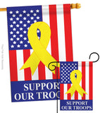 Support Our Troops - Patriotic Americana Vertical Applique Decorative Flags HG111042