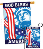 God Bless America - Patriotic Americana Vertical Applique Decorative Flags HG111046