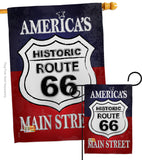 Route 66 - Patriotic Americana Vertical Impressions Decorative Flags HG111059 Made In USA