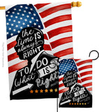 The Time is Always Right - Patriotic Americana Vertical Impressions Decorative Flags HG111093 Made In USA