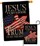 Jesus Savior Trump President - Patriotic Americana Vertical Impressions Decorative Flags HG170204 Made In USA