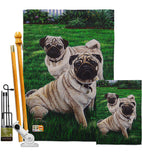 Pugs Love - Pets Nature Vertical Impressions Decorative Flags HG110006 Made In USA