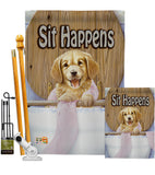 Sit Happens - Pets Nature Vertical Impressions Decorative Flags HG110008 Made In USA