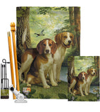 Beagles And Duck - Pets Nature Vertical Impressions Decorative Flags HG110068 Made In USA