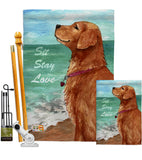 Golden Stay Love - Pets Nature Vertical Impressions Decorative Flags HG110084 Made In USA