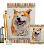 Akita Happiness - Pets Nature Vertical Impressions Decorative Flags HG110141 Made In USA