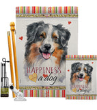 Australian Shepherd Happiness - Pets Nature Vertical Impressions Decorative Flags HG110148 Made In USA