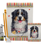 Bernese Mountain Happiness - Pets Nature Vertical Impressions Decorative Flags HG110153 Made In USA