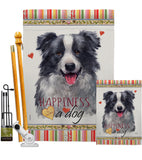 Border Collie Happiness - Pets Nature Vertical Impressions Decorative Flags HG110158 Made In USA