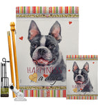 Boston Terrier Happiness - Pets Nature Vertical Impressions Decorative Flags HG110159 Made In USA