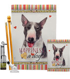 Bull Terrier Happiness - Pets Nature Vertical Impressions Decorative Flags HG110163 Made In USA