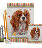 Charles Spaniel Happiness - Pets Nature Vertical Impressions Decorative Flags HG110165 Made In USA