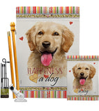 Golden Retriever Happiness - Pets Nature Vertical Impressions Decorative Flags HG110180 Made In USA