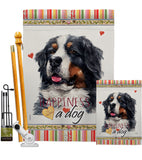 Bernese Cattle Happiness - Pets Nature Vertical Impressions Decorative Flags HG110183 Made In USA