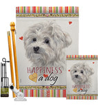 Maltese Happiness - Pets Nature Vertical Impressions Decorative Flags HG110194 Made In USA