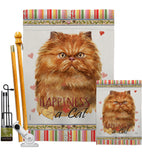 Tan Persian Happiness - Pets Nature Vertical Impressions Decorative Flags HG110204 Made In USA