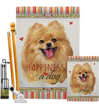 Pomeranian Happiness - Pets Nature Vertical Impressions Decorative Flags HG110206 Made In USA