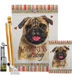 Pug Happiness - Pets Nature Vertical Impressions Decorative Flags HG110210 Made In USA