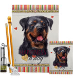 Rottweiler Happiness - Pets Nature Vertical Impressions Decorative Flags HG110214 Made In USA