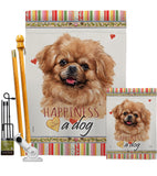 Tibetan Spaniel Happiness - Pets Nature Vertical Impressions Decorative Flags HG110227 Made In USA