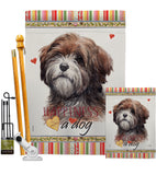Brown Tibetan Terrier Happiness - Pets Nature Vertical Impressions Decorative Flags HG110229 Made In USA