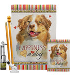 Yellow Australian Shepherd Happiness - Pets Nature Vertical Impressions Decorative Flags HG110240 Made In USA