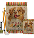 Yellow Australian Shepherd Happiness - Pets Nature Vertical Impressions Decorative Flags HG110240 Made In USA