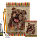 Chocolate Bulldog Happiness - Pets Nature Vertical Impressions Decorative Flags HG110244 Made In USA