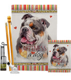 Merle Bulldog Happiness - Pets Nature Vertical Impressions Decorative Flags HG110245 Made In USA