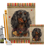 Blue Long Hair Dachshund Happiness - Pets Nature Vertical Impressions Decorative Flags HG110251 Made In USA
