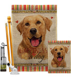 Yellow Labrador Retriever Happiness - Pets Nature Vertical Impressions Decorative Flags HG110260 Made In USA