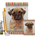 Fawn Pug Happiness - Pets Nature Vertical Impressions Decorative Flags HG110266 Made In USA
