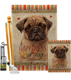 Fawn Pug Happiness - Pets Nature Vertical Impressions Decorative Flags HG110266 Made In USA