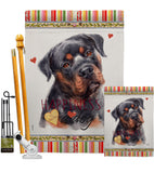 Mahogany Rottweiler Happiness - Pets Nature Vertical Impressions Decorative Flags HG110267 Made In USA