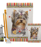 Yorkshire Happiness - Pets Nature Vertical Impressions Decorative Flags HG110271 Made In USA