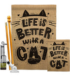 Better With a Cat - Pets Nature Vertical Impressions Decorative Flags HG137230 Made In USA