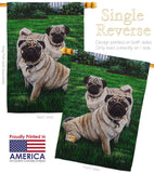 Pugs Love - Pets Nature Vertical Impressions Decorative Flags HG110006 Made In USA