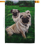 Pugs Love - Pets Nature Vertical Impressions Decorative Flags HG110006 Made In USA