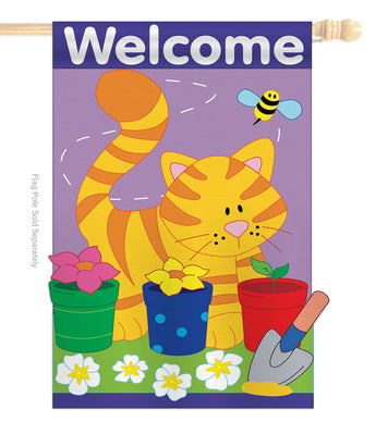 Garden Cat - Pets Nature Vertical Applique Decorative Flags HG110037