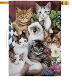 Cuddly Kittens - Pets Nature Vertical Impressions Decorative Flags HG110069 Made In USA