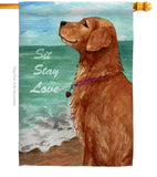 Golden Stay Love - Pets Nature Vertical Impressions Decorative Flags HG110084 Made In USA