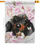 Dachshund Floral - Pets Nature Vertical Impressions Decorative Flags HG110132 Made In USA