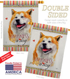 Akita Happiness - Pets Nature Vertical Impressions Decorative Flags HG110141 Made In USA