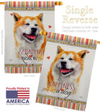 Akita Happiness - Pets Nature Vertical Impressions Decorative Flags HG110141 Made In USA