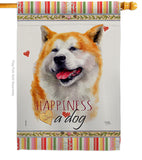 Akita Happiness - Pets Nature Vertical Impressions Decorative Flags HG110141 Made In USA