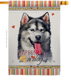 Alaskan Malamute Happiness - Pets Nature Vertical Impressions Decorative Flags HG110142 Made In USA