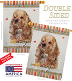 Cocker Spaniel Happiness - Pets Nature Vertical Impressions Decorative Flags HG110143 Made In USA